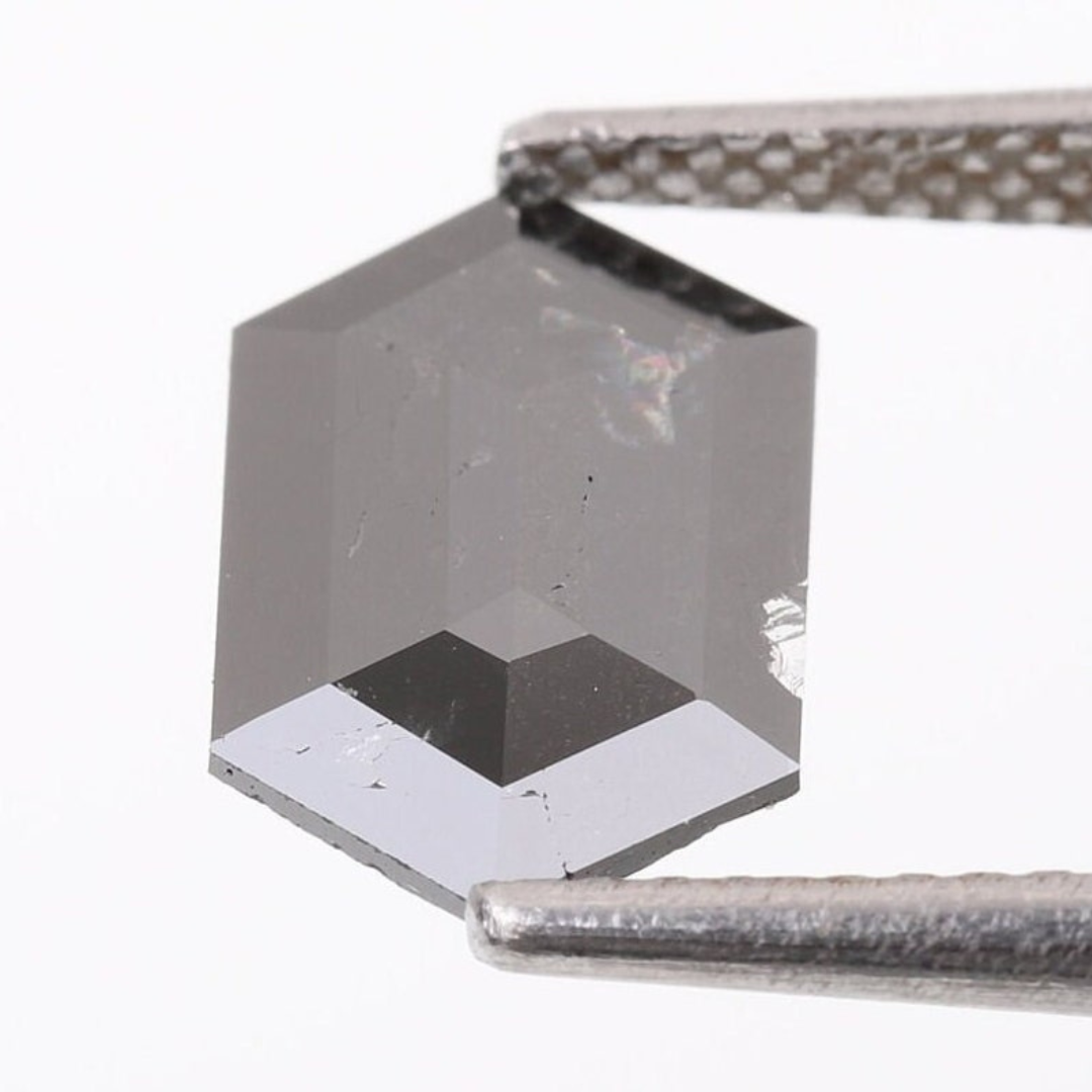 Natural Salt and Pepper 1.35 CT Hexagon Loose Diamond