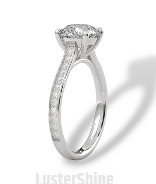 Round Diamond Engagement Ring – 2CT Six Prong Solitaire – Pave Gold Band – Lab or Moissanite – 14K 18K Yellow Gold – Dainty Bridal Ring Gift