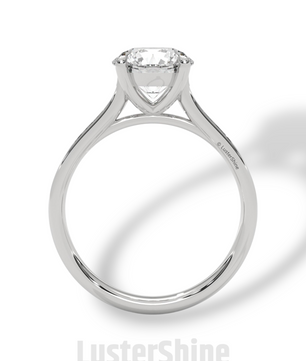 Round Diamond Engagement Ring – 2CT Six Prong Solitaire – Pave Gold Band – Lab or Moissanite – 14K 18K Yellow Gold – Dainty Bridal Ring Gift