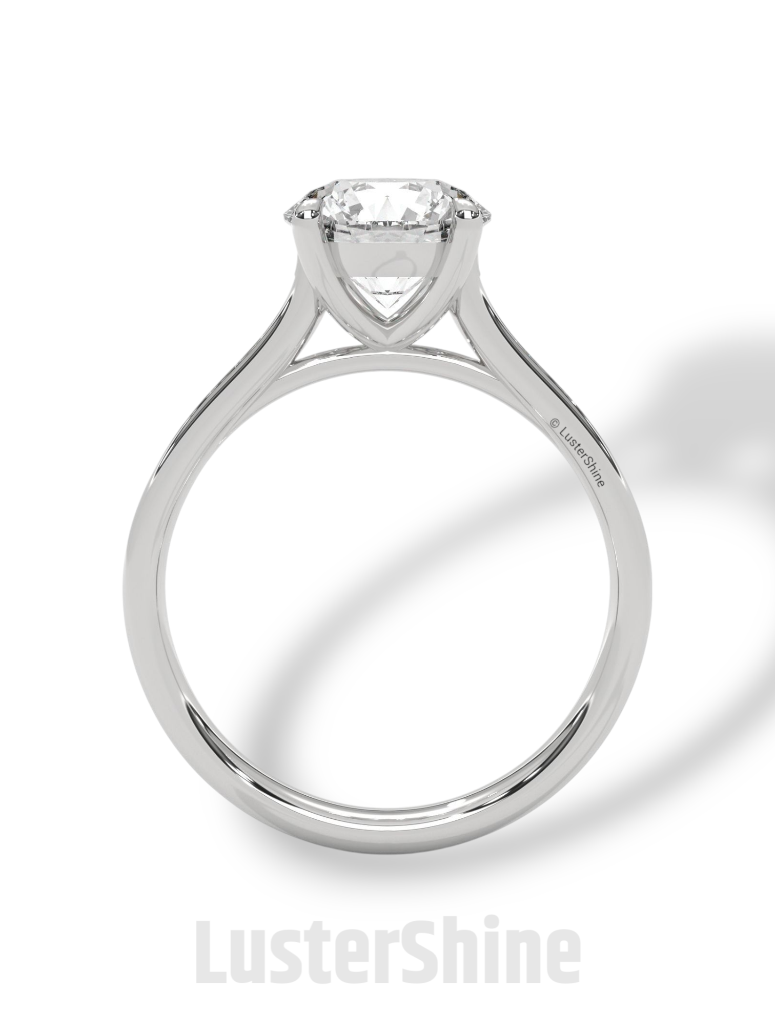 Round Diamond Engagement Ring – 2CT Six Prong Solitaire – Pave Gold Band – Lab or Moissanite – 14K 18K Yellow Gold – Dainty Bridal Ring Gift