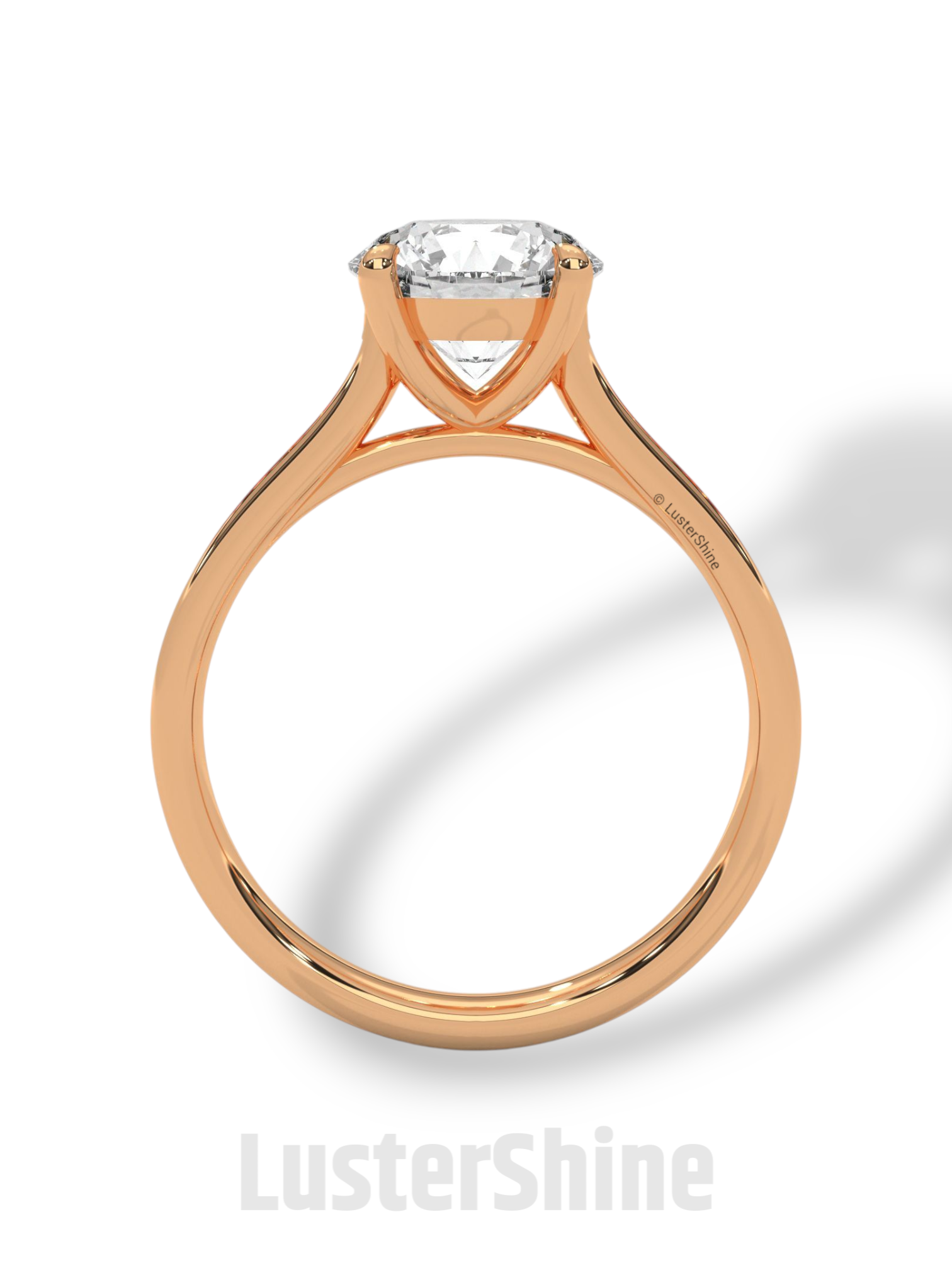Round Diamond Engagement Ring – 2CT Six Prong Solitaire – Pave Gold Band – Lab or Moissanite – 14K 18K Yellow Gold – Dainty Bridal Ring Gift