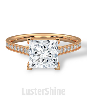 Princess Cut Diamond Engagement Ring – 2 Carat Solitaire Ring – Yellow Gold Wedding Ring – 4 Prong Setting – Handmade Fine Ring Gift for her