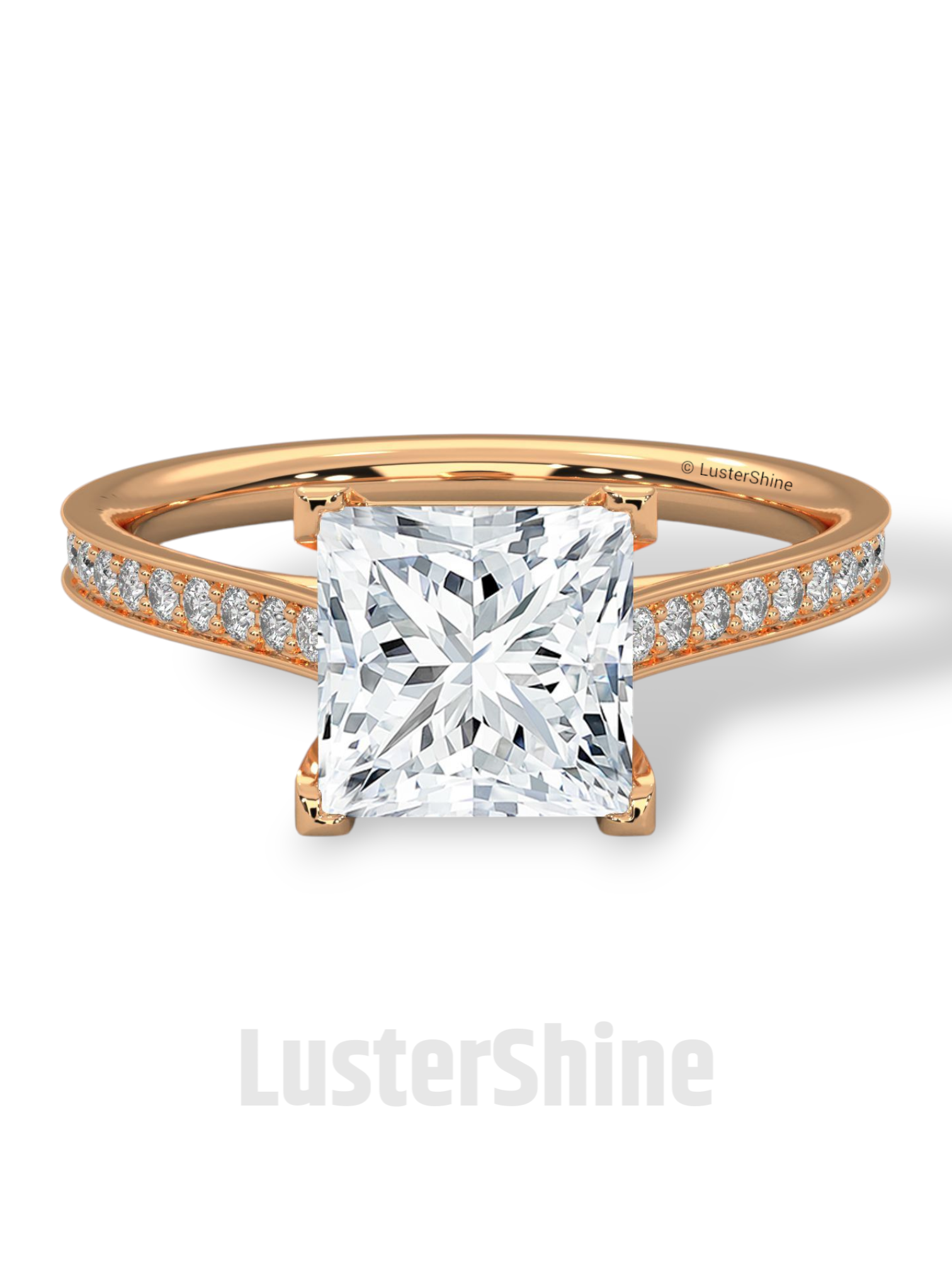 Princess Cut Diamond Engagement Ring – 2 Carat Solitaire Ring – Yellow Gold Wedding Ring – 4 Prong Setting – Handmade Fine Ring Gift for her