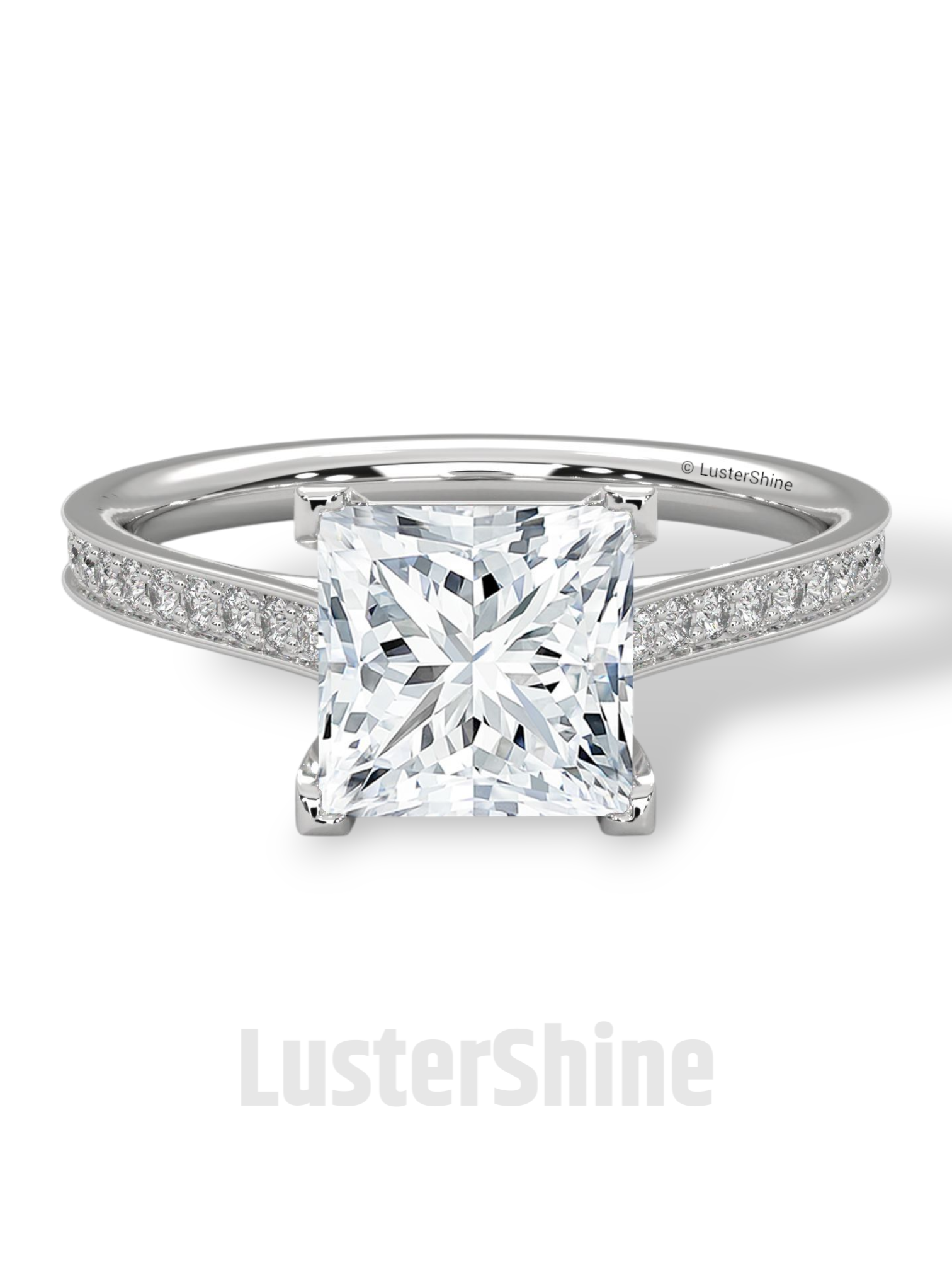 Princess Cut Diamond Engagement Ring – 2 Carat Solitaire Ring – Yellow Gold Wedding Ring – 4 Prong Setting – Handmade Fine Ring Gift for her