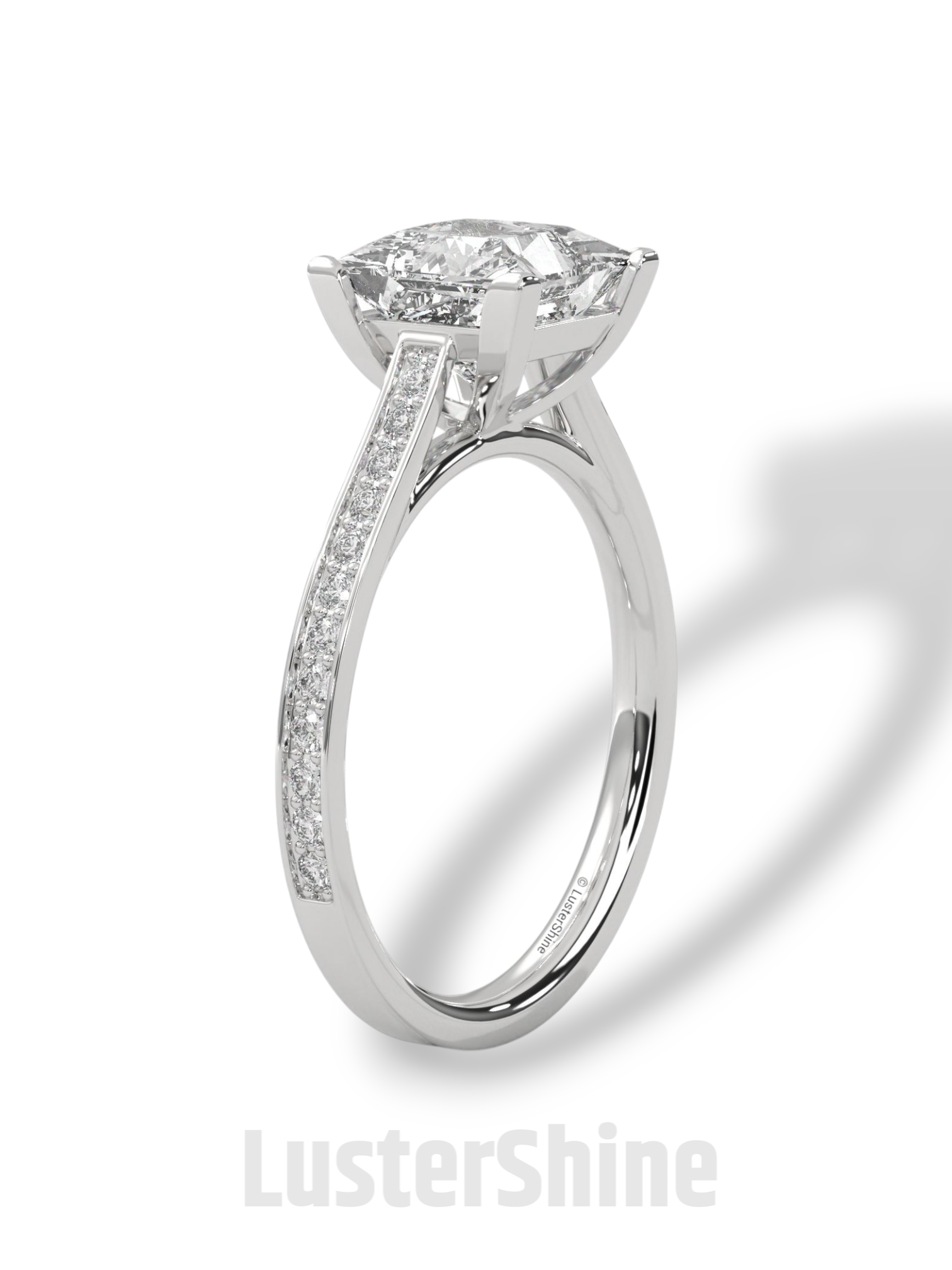Princess Cut Diamond Engagement Ring – 2 Carat Solitaire Ring – Yellow Gold Wedding Ring – 4 Prong Setting – Handmade Fine Ring Gift for her
