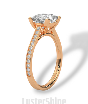Princess Cut Diamond Engagement Ring – 2 Carat Solitaire Ring – Yellow Gold Wedding Ring – 4 Prong Setting – Handmade Fine Ring Gift for her