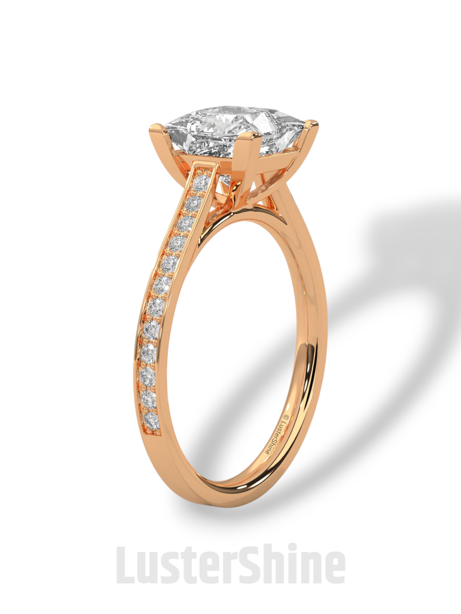 Princess Cut Diamond Engagement Ring – 2 Carat Solitaire Ring – Yellow Gold Wedding Ring – 4 Prong Setting – Handmade Fine Ring Gift for her