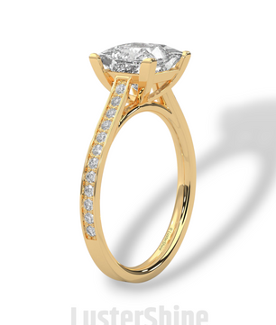 Princess Cut Diamond Engagement Ring – 2 Carat Solitaire Ring – Yellow Gold Wedding Ring – 4 Prong Setting – Handmade Fine Ring Gift for her