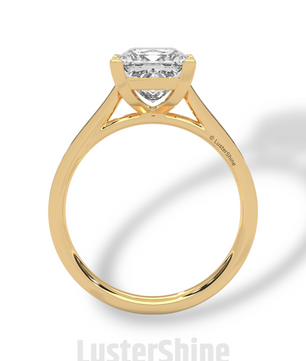 Princess Cut Diamond Engagement Ring – 2 Carat Solitaire Ring – Yellow Gold Wedding Ring – 4 Prong Setting – Handmade Fine Ring Gift for her