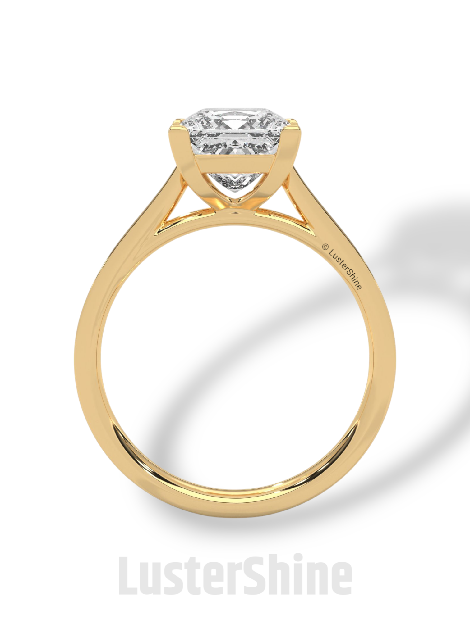 Princess Cut Diamond Engagement Ring – 2 Carat Solitaire Ring – Yellow Gold Wedding Ring – 4 Prong Setting – Handmade Fine Ring Gift for her