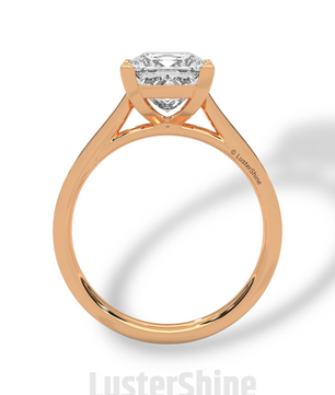 Princess Cut Diamond Engagement Ring – 2 Carat Solitaire Ring – Yellow Gold Wedding Ring – 4 Prong Setting – Handmade Fine Ring Gift for her