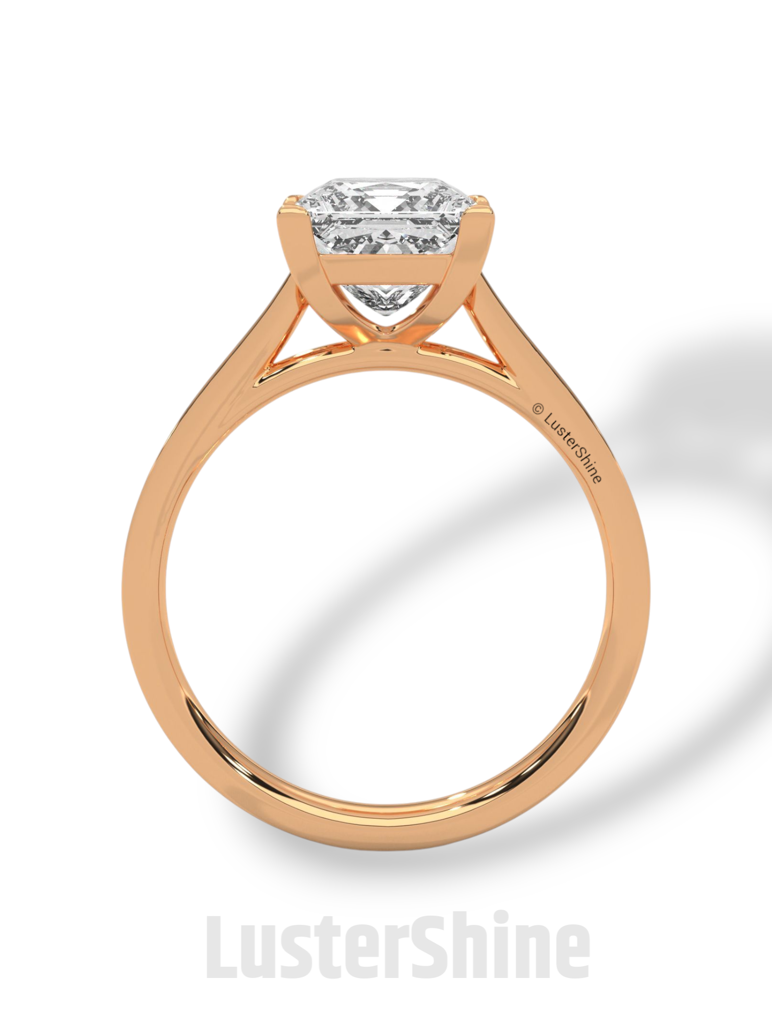 Princess Cut Diamond Engagement Ring – 2 Carat Solitaire Ring – Yellow Gold Wedding Ring – 4 Prong Setting – Handmade Fine Ring Gift for her
