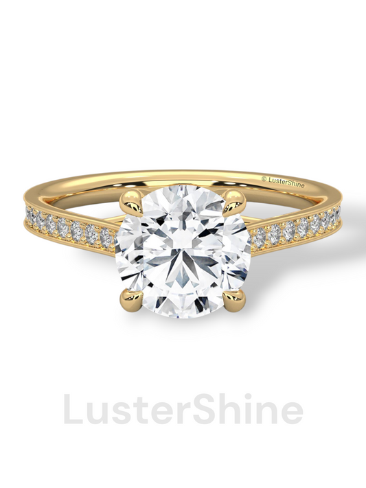 Round Cut Diamond Engagement Ring – 2CT Solitaire Ring – Six Prong Gold Ring – 14K Yellow Gold – Classic Bridal Ring – Dainty Promise Ring