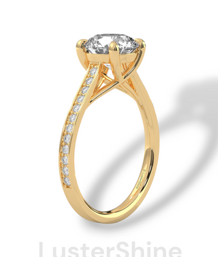 Round Cut Diamond Engagement Ring – 2CT Solitaire Ring – Six Prong Gold Ring – 14K Yellow Gold – Classic Bridal Ring – Dainty Promise Ring