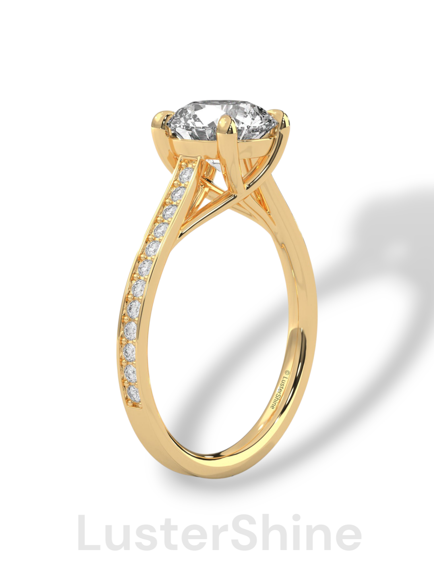 Round Cut Diamond Engagement Ring – 2CT Solitaire Ring – Six Prong Gold Ring – 14K Yellow Gold – Classic Bridal Ring – Dainty Promise Ring