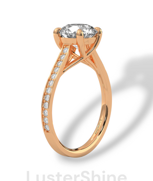Round Cut Diamond Engagement Ring – 2CT Solitaire Ring – Six Prong Gold Ring – 14K Yellow Gold – Classic Bridal Ring – Dainty Promise Ring