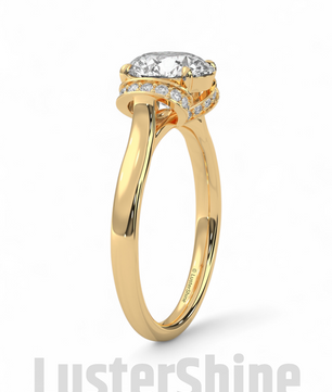 Handcrafted Round Solitaire Ring – Custom Engagement Ring – Timeless Gold Engagement Band – Rose Gold or Platinum Custom Size Ring Gift her