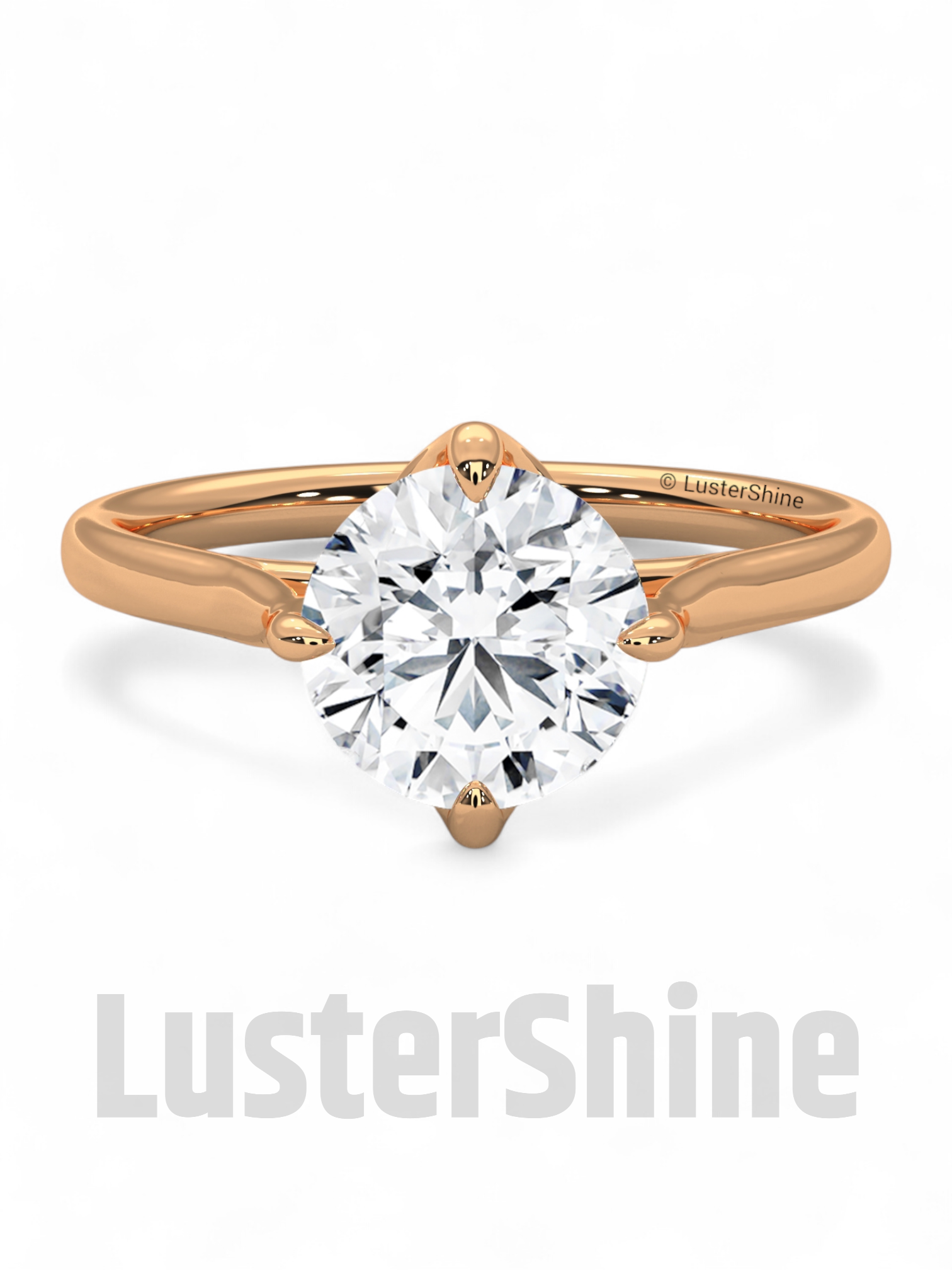8 mm Round Solitaire Engagement Ring – Handcrafted Cathedral Solitaire Engagement Ring – Four Prong Setting Ring – Gift Ring by LusterShine