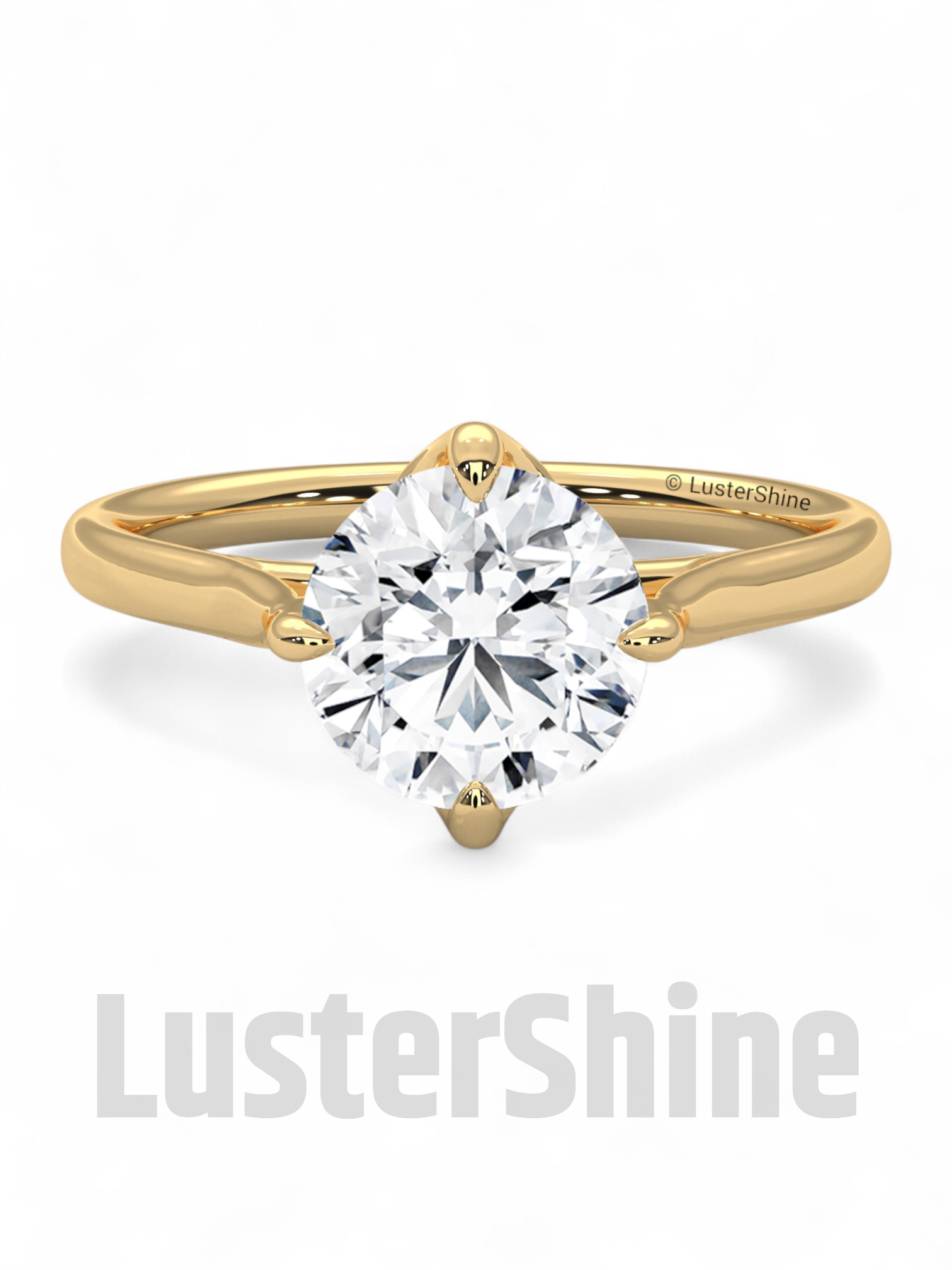 8 mm Round Solitaire Engagement Ring – Handcrafted Cathedral Solitaire Engagement Ring – Four Prong Setting Ring – Gift Ring by LusterShine