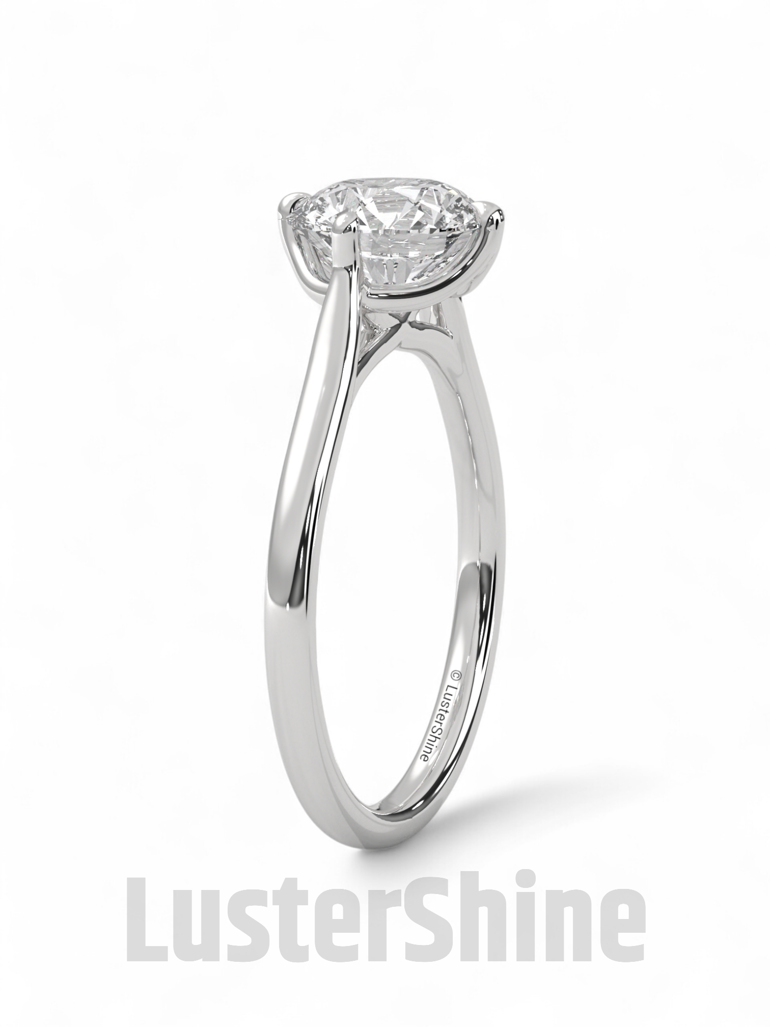 8 mm Round Solitaire Engagement Ring – Handcrafted Cathedral Solitaire Engagement Ring – Four Prong Setting Ring – Gift Ring by LusterShine