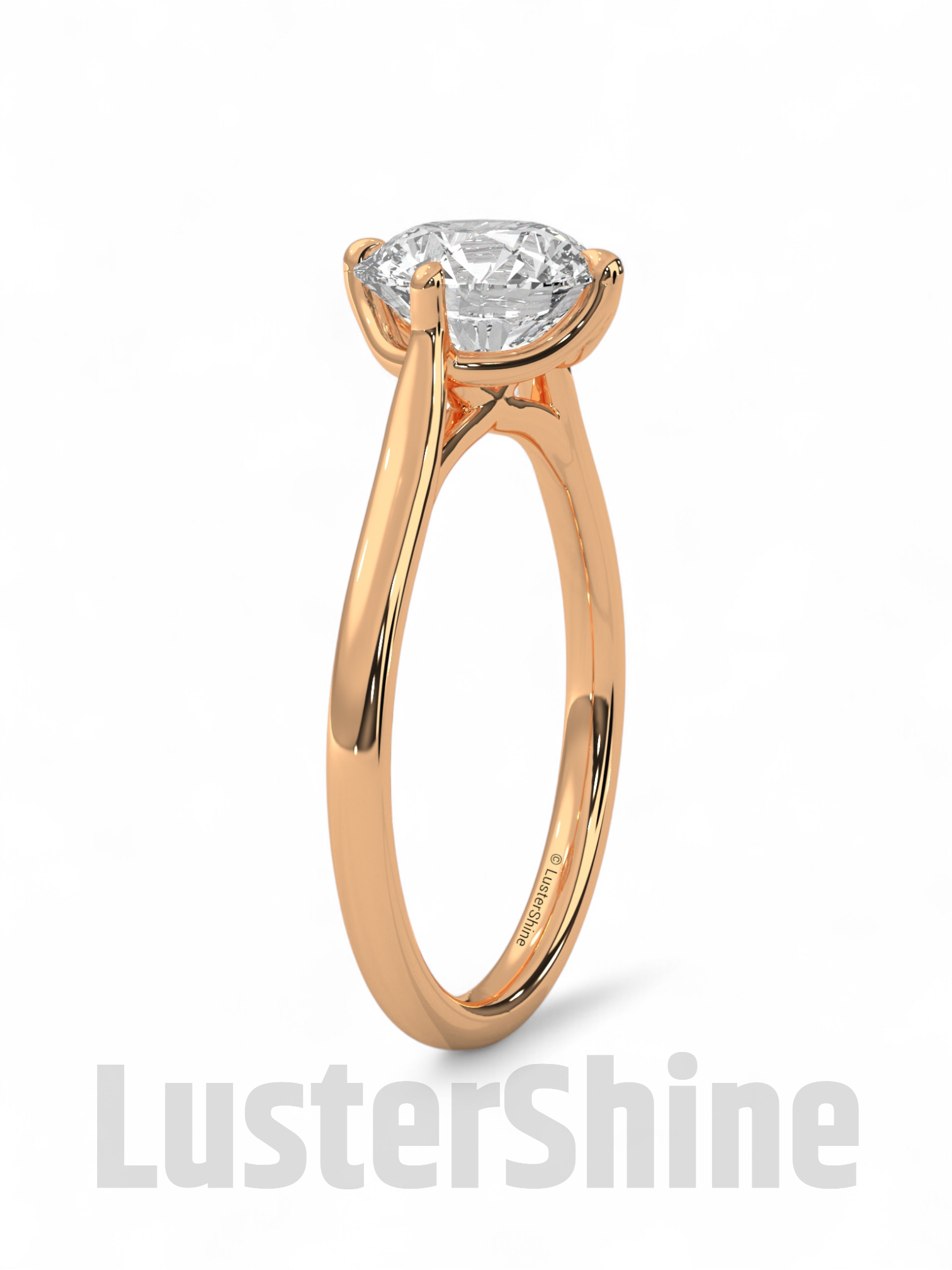 8 mm Round Solitaire Engagement Ring – Handcrafted Cathedral Solitaire Engagement Ring – Four Prong Setting Ring – Gift Ring by LusterShine