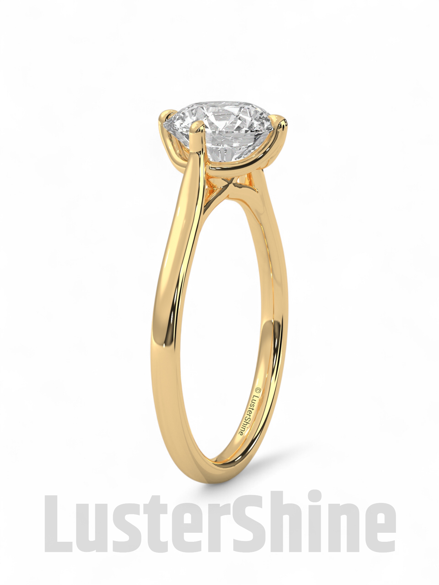 8 mm Round Solitaire Engagement Ring – Handcrafted Cathedral Solitaire Engagement Ring – Four Prong Setting Ring – Gift Ring by LusterShine