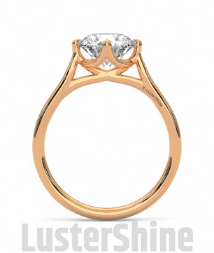 8 mm Round Solitaire Engagement Ring – Handcrafted Cathedral Solitaire Engagement Ring – Four Prong Setting Ring – Gift Ring by LusterShine