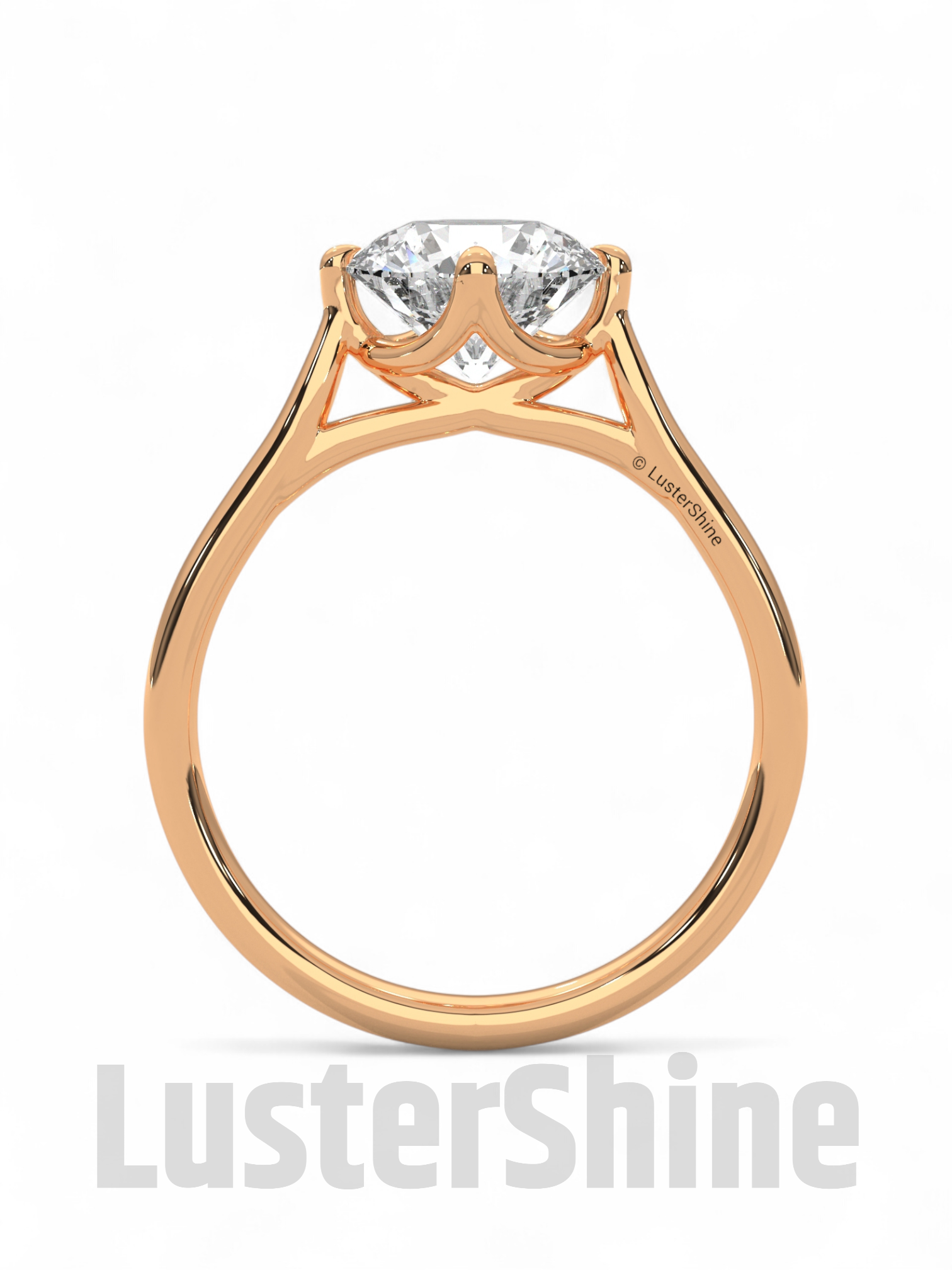 8 mm Round Solitaire Engagement Ring – Handcrafted Cathedral Solitaire Engagement Ring – Four Prong Setting Ring – Gift Ring by LusterShine