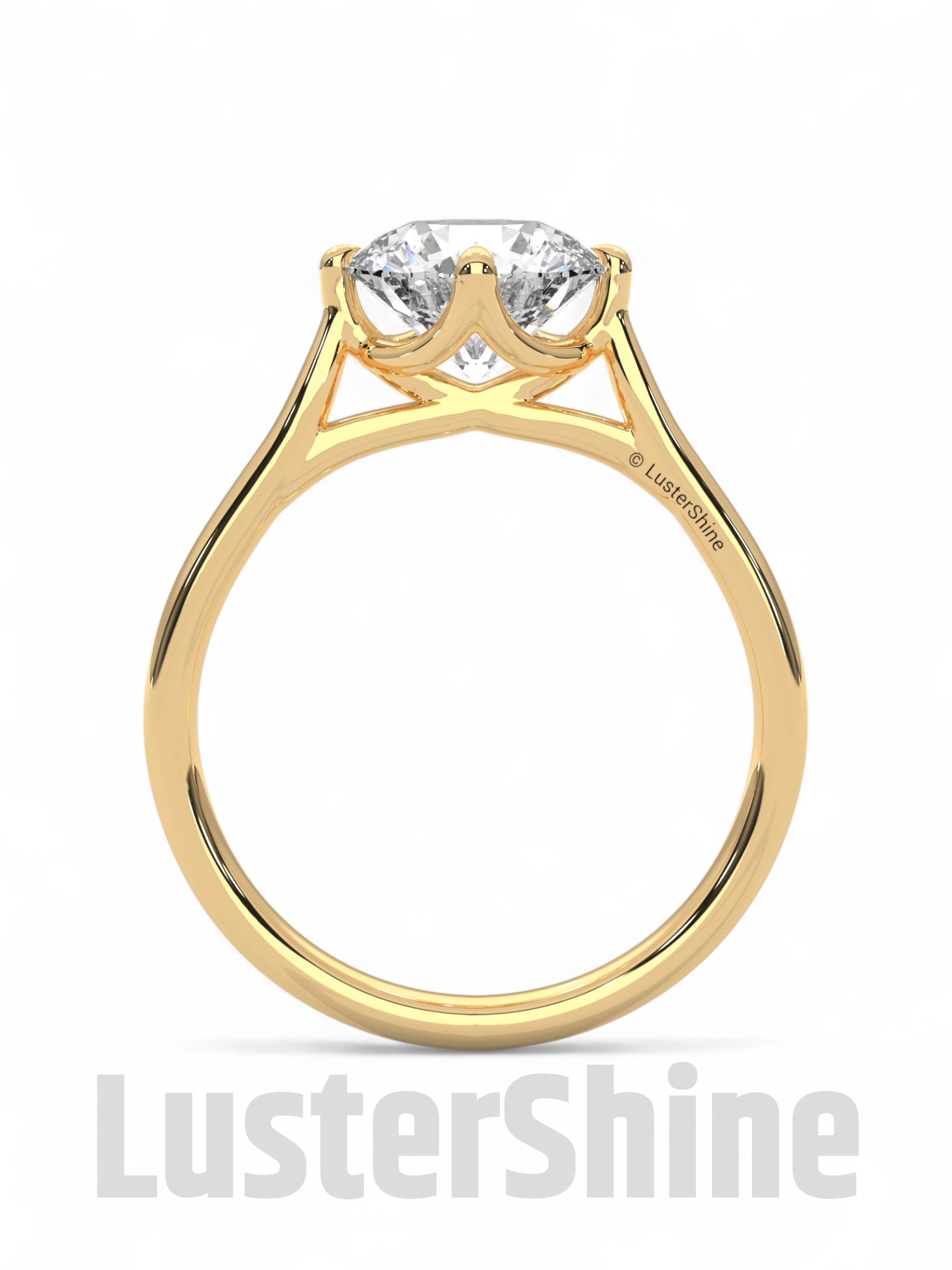 8 mm Round Solitaire Engagement Ring – Handcrafted Cathedral Solitaire Engagement Ring – Four Prong Setting Ring – Gift Ring by LusterShine