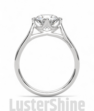 8 mm Round Solitaire Engagement Ring – Handcrafted Cathedral Solitaire Engagement Ring – Four Prong Setting Ring – Gift Ring by LusterShine