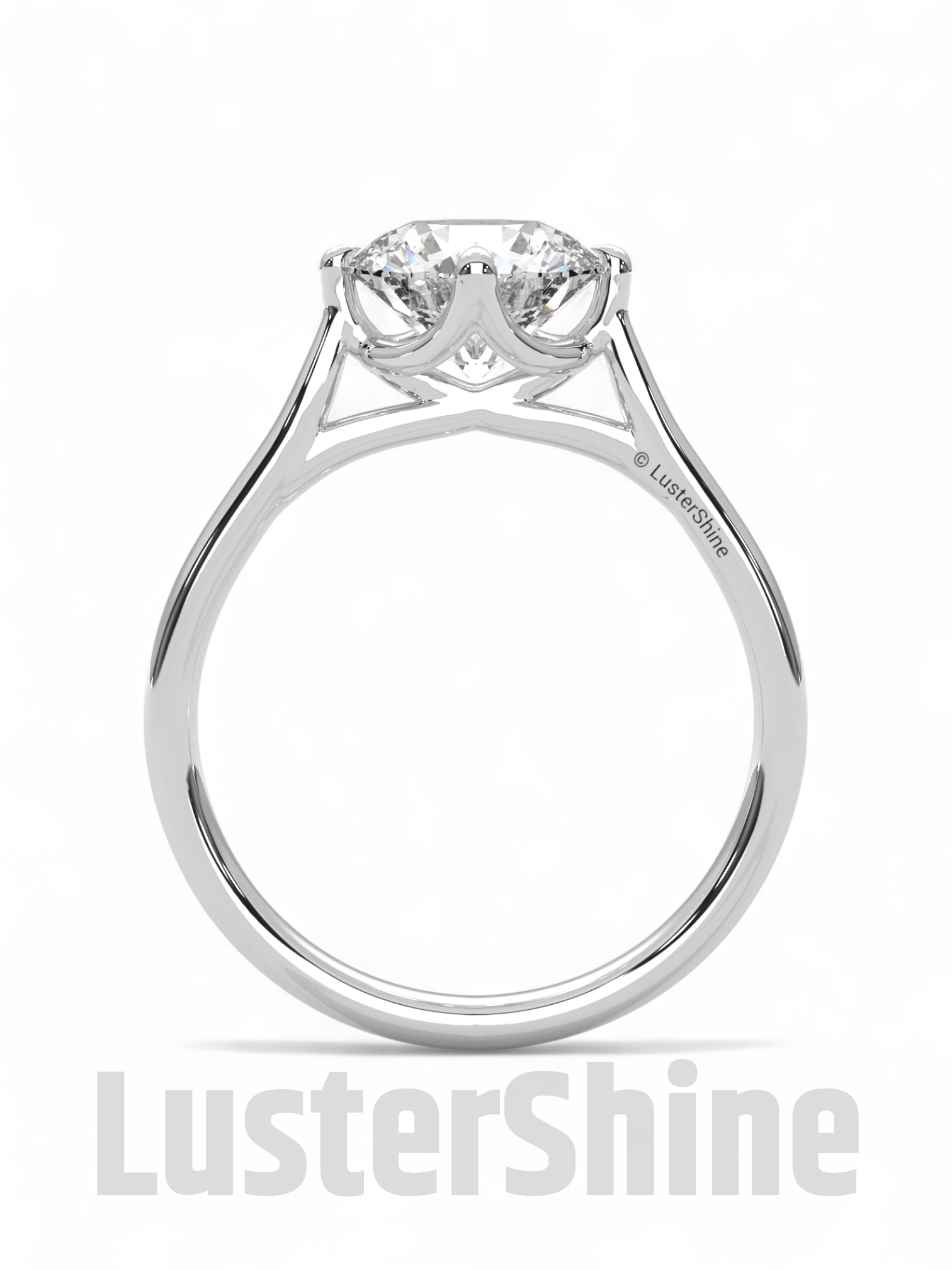 8 mm Round Solitaire Engagement Ring – Handcrafted Cathedral Solitaire Engagement Ring – Four Prong Setting Ring – Gift Ring by LusterShine