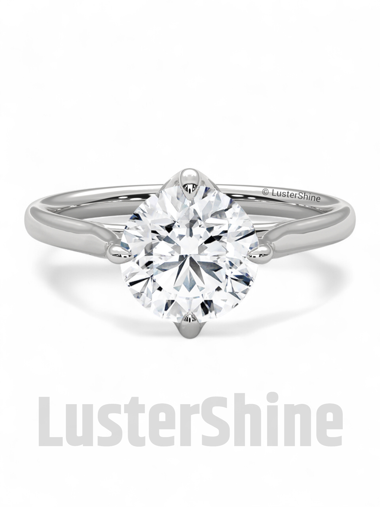 8 mm Round Solitaire Engagement Ring – Handcrafted Cathedral Solitaire Engagement Ring – Four Prong Setting Ring – Gift Ring by LusterShine