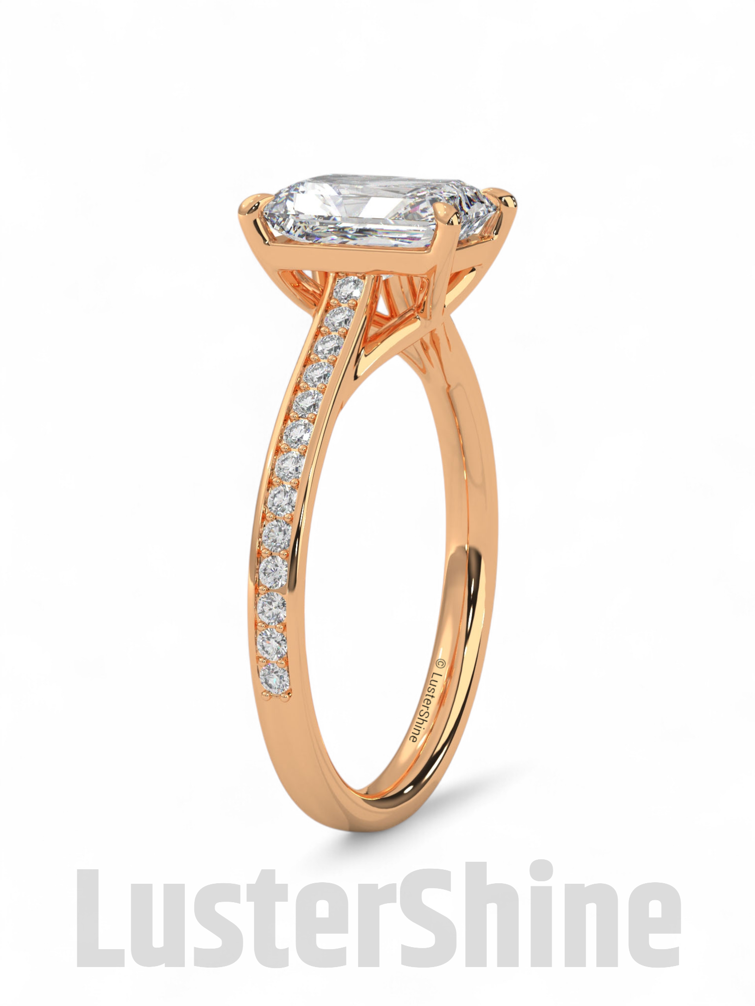 Radiant Cut Moissanite Solitaire Ring – Engagement Ring – Custom Bridal Ring – Timeless Modern Jewelry –  Custom Made Luxury Wedding Ring