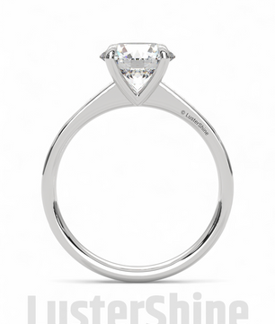 Elegant Round Cut Round Moissanite Engagement Ring with Pave Diamond Band – 14K/18K Gold Proposal Ring – Custom Diamond Fine Jewelry Gift