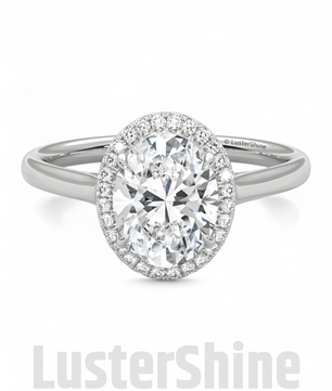 Oval Moissanite Halo Engagement Ring Gold – 9x7mm Oval Solitaire Diamond Ring – Oval Halo Bridal Ring – Handmade Unique Promise Ring Gift