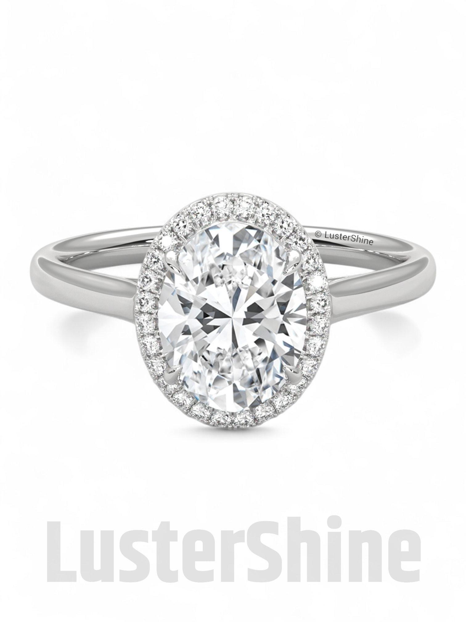 Oval Moissanite Halo Engagement Ring Gold – 9x7mm Oval Solitaire Diamond Ring – Oval Halo Bridal Ring – Handmade Unique Promise Ring Gift