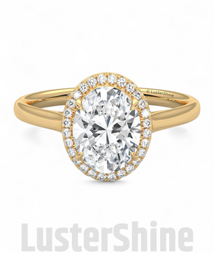 Oval Moissanite Halo Engagement Ring Gold – 9x7mm Oval Solitaire Diamond Ring – Oval Halo Bridal Ring – Handmade Unique Promise Ring Gift