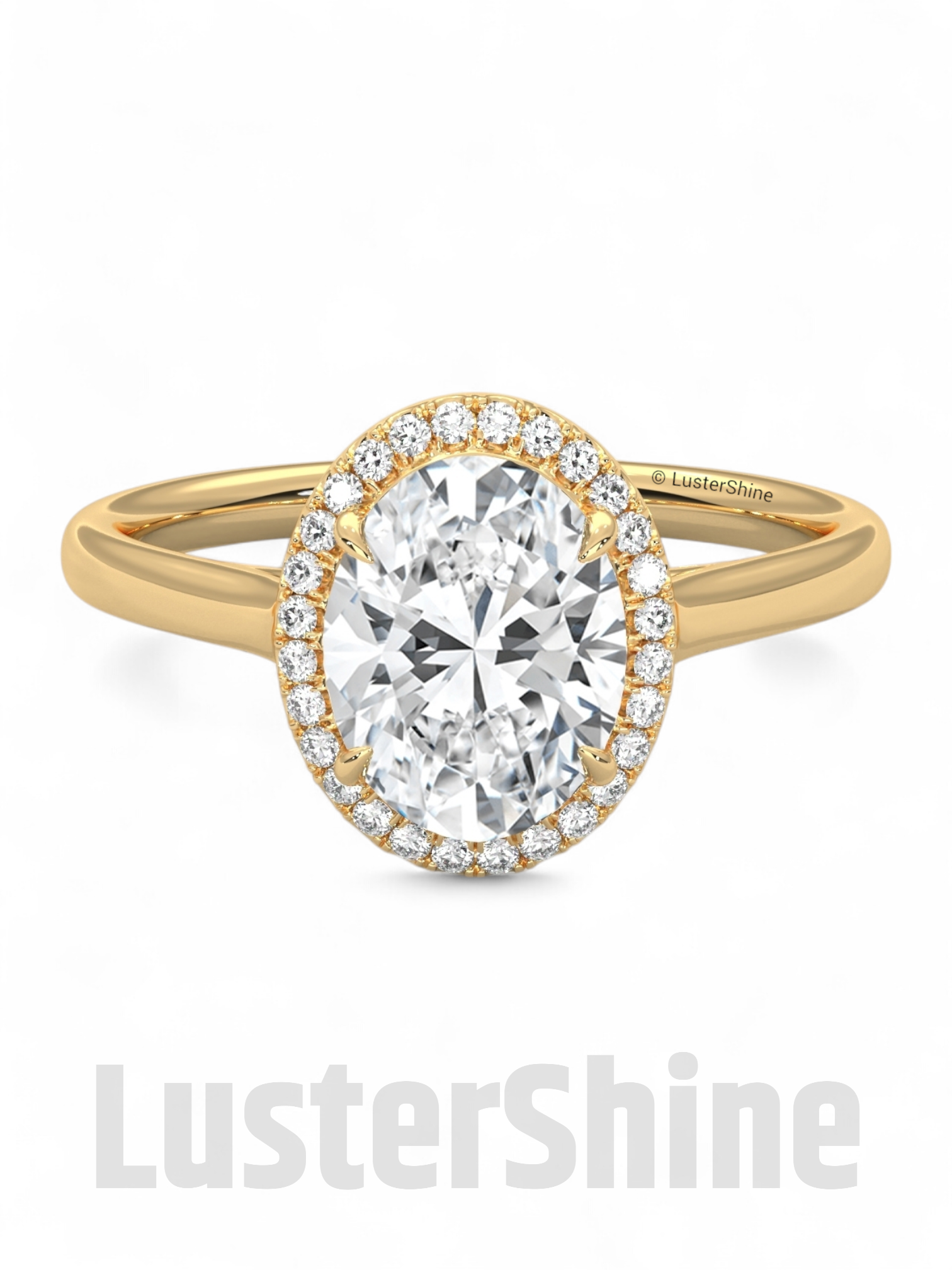 Oval Moissanite Halo Engagement Ring Gold – 9x7mm Oval Solitaire Diamond Ring – Oval Halo Bridal Ring – Handmade Unique Promise Ring Gift