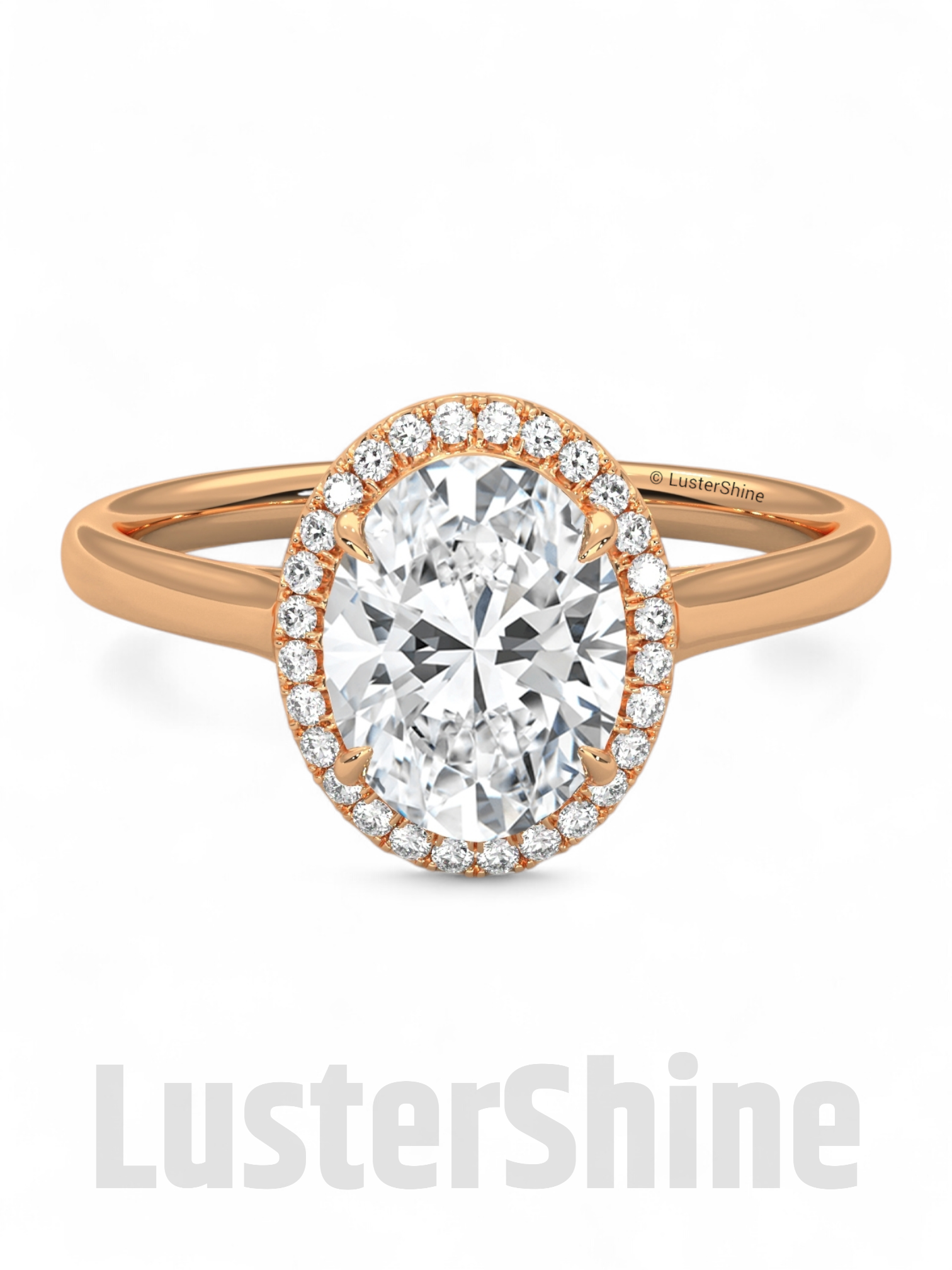Oval Moissanite Halo Engagement Ring Gold – 9x7mm Oval Solitaire Diamond Ring – Oval Halo Bridal Ring – Handmade Unique Promise Ring Gift