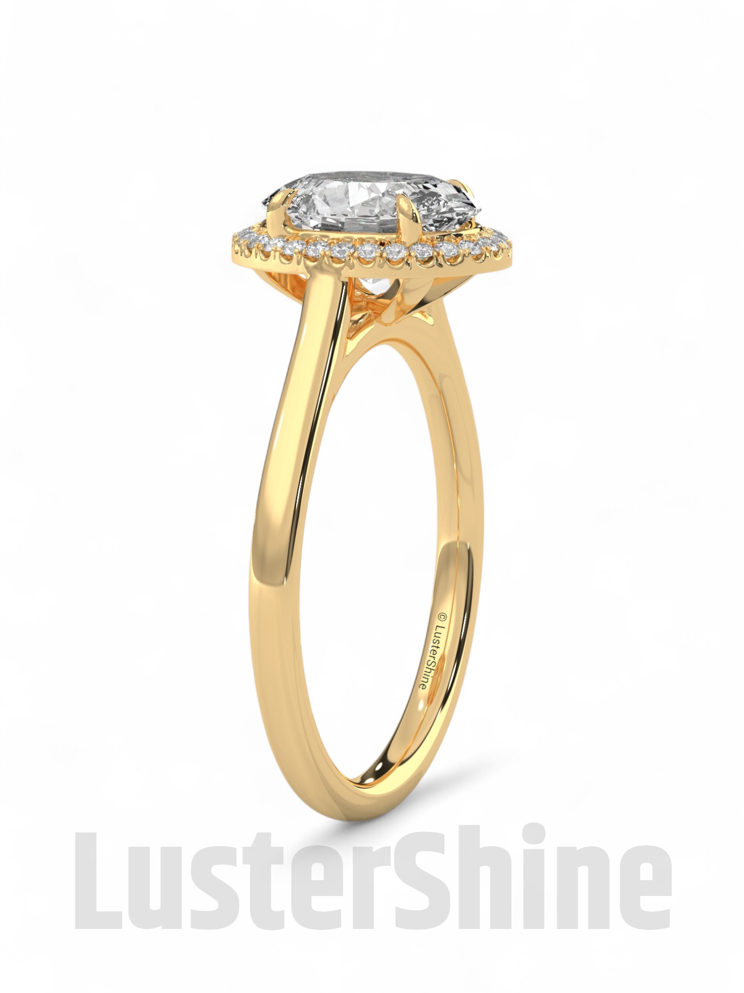 Oval Moissanite Halo Engagement Ring Gold – 9x7mm Oval Solitaire Diamond Ring – Oval Halo Bridal Ring – Handmade Unique Promise Ring Gift