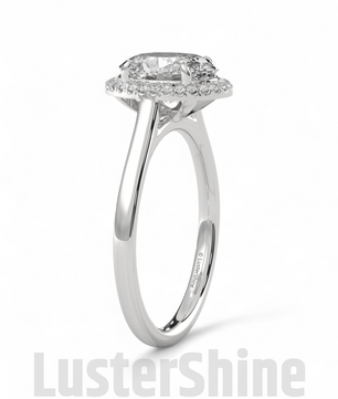 Oval Moissanite Halo Engagement Ring Gold – 9x7mm Oval Solitaire Diamond Ring – Oval Halo Bridal Ring – Handmade Unique Promise Ring Gift