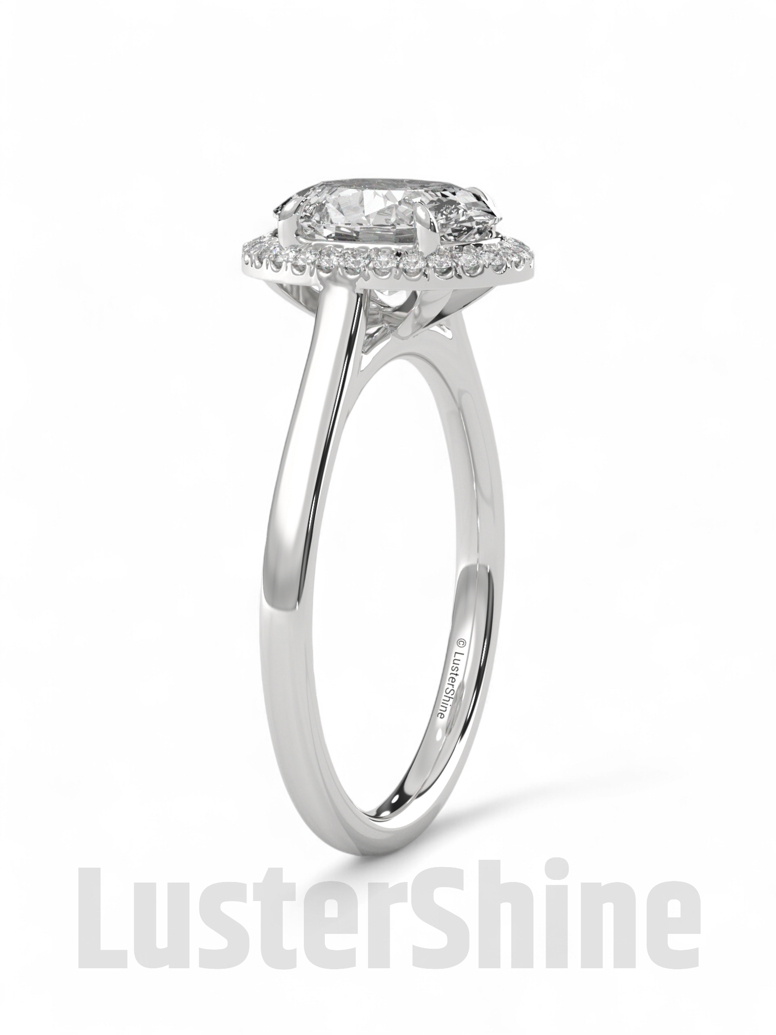Oval Moissanite Halo Engagement Ring Gold – 9x7mm Oval Solitaire Diamond Ring – Oval Halo Bridal Ring – Handmade Unique Promise Ring Gift