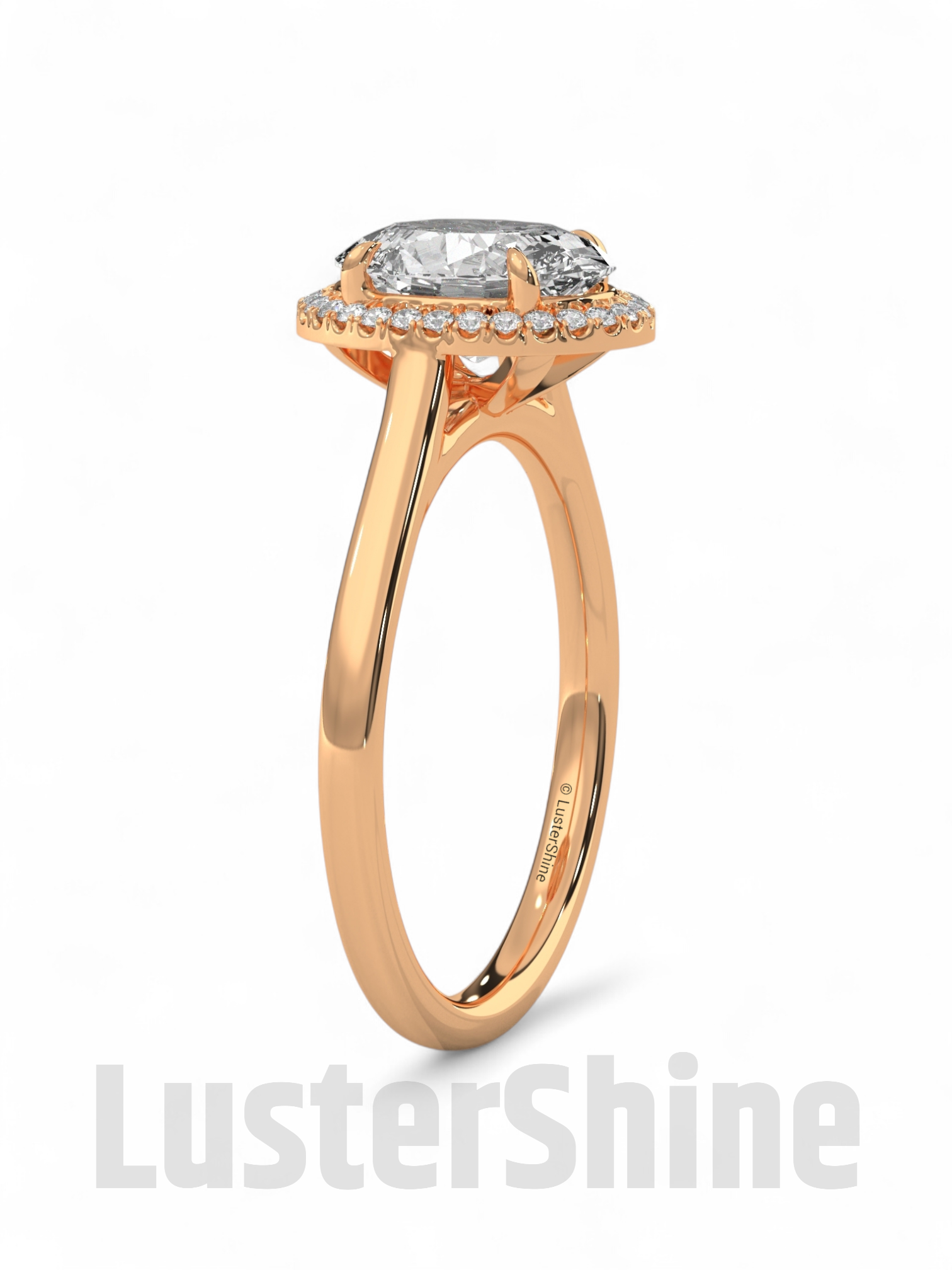 Oval Moissanite Halo Engagement Ring Gold – 9x7mm Oval Solitaire Diamond Ring – Oval Halo Bridal Ring – Handmade Unique Promise Ring Gift