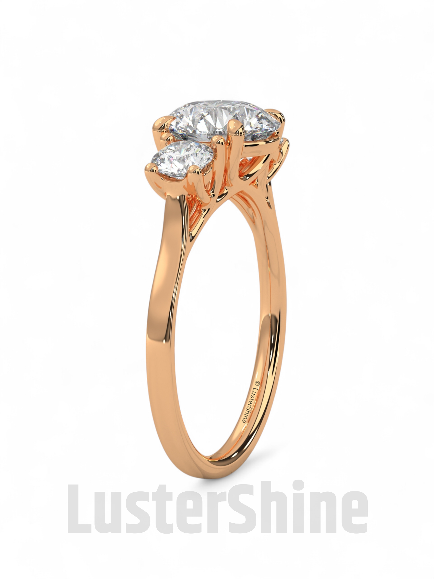 Round Moissanite Three Stone Ring – Classic 3 Stone Engagement Ring – Yellow Gold Bridal Ring – Custom Made Ring – Past Present Future Ring