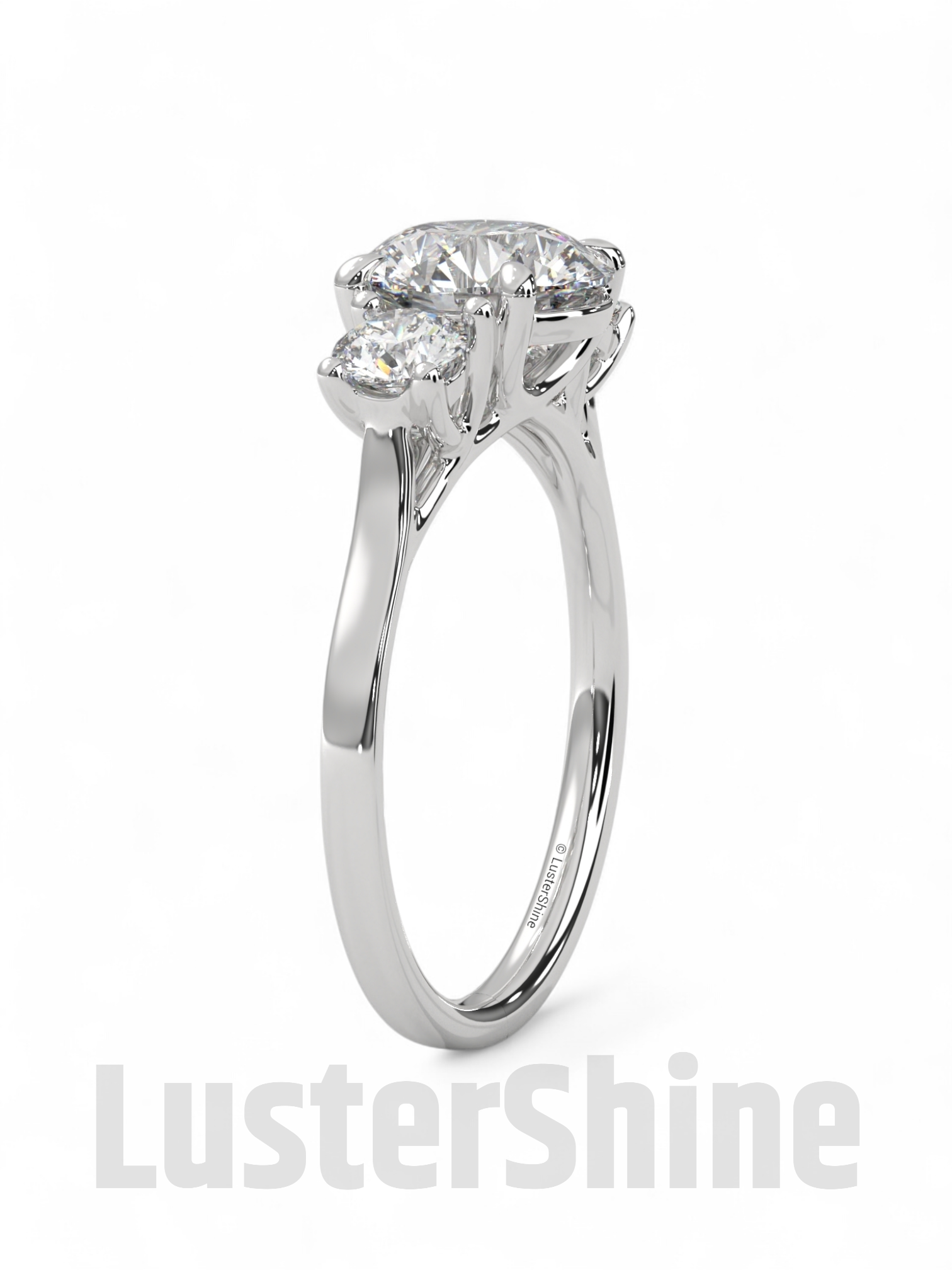 Round Moissanite Three Stone Ring – Classic 3 Stone Engagement Ring – Yellow Gold Bridal Ring – Custom Made Ring – Past Present Future Ring