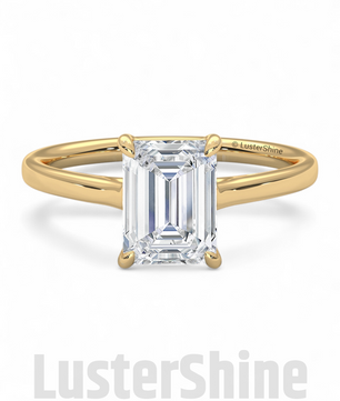 2CT Emerald Cut Solitaire Engagement Ring – Emerald Promise Ring – Modern Jewelry –  2ct Center Stone in Solid Gold Ring – Customizable ring