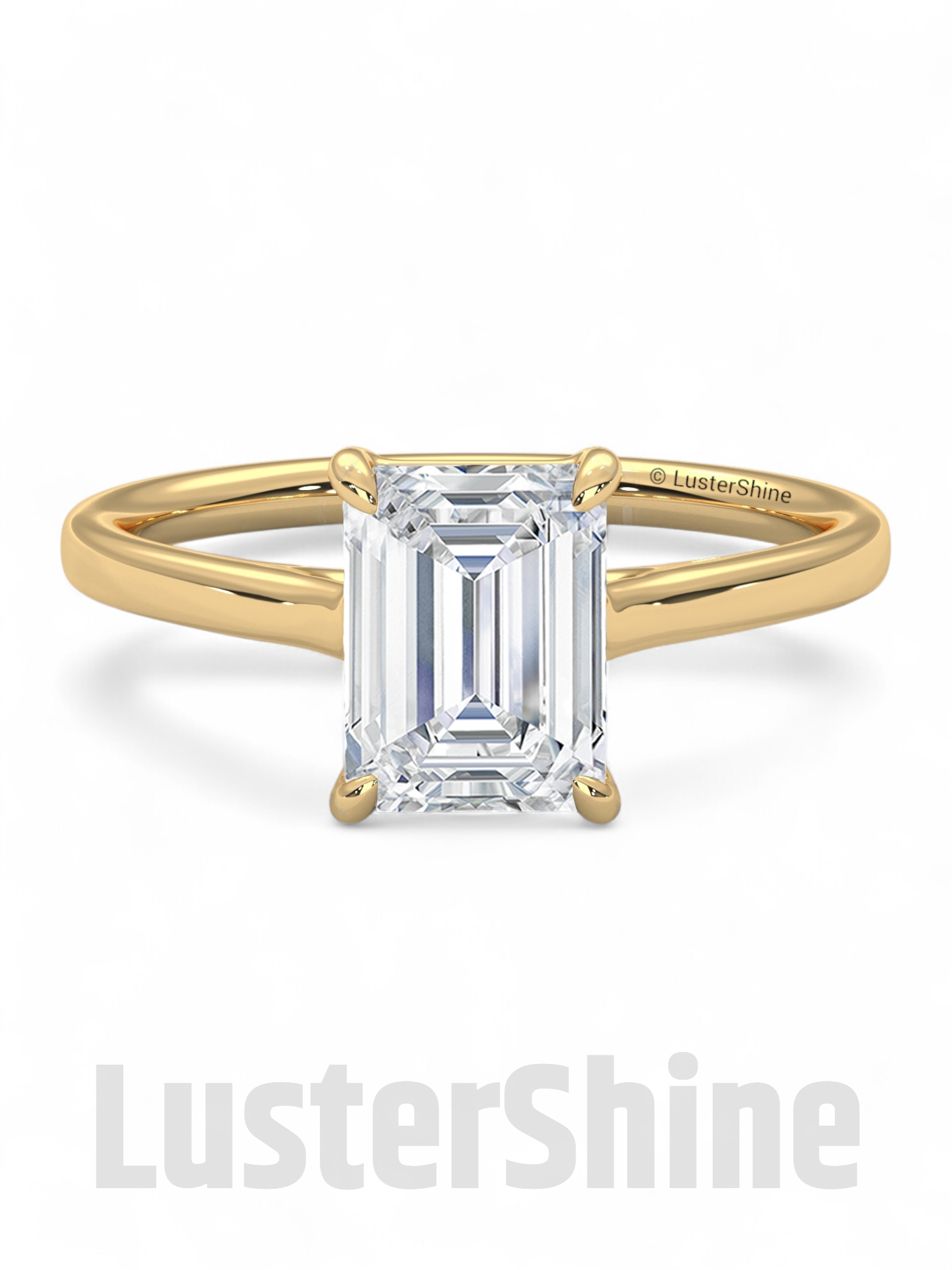 2CT Emerald Cut Solitaire Engagement Ring – Emerald Promise Ring – Modern Jewelry –  2ct Center Stone in Solid Gold Ring – Customizable ring