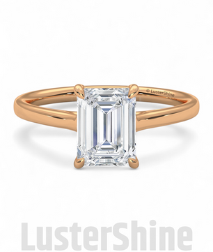 2CT Emerald Cut Solitaire Engagement Ring – Emerald Promise Ring – Modern Jewelry –  2ct Center Stone in Solid Gold Ring – Customizable ring