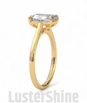 2CT Emerald Cut Solitaire Engagement Ring – Emerald Promise Ring – Modern Jewelry –  2ct Center Stone in Solid Gold Ring – Customizable ring