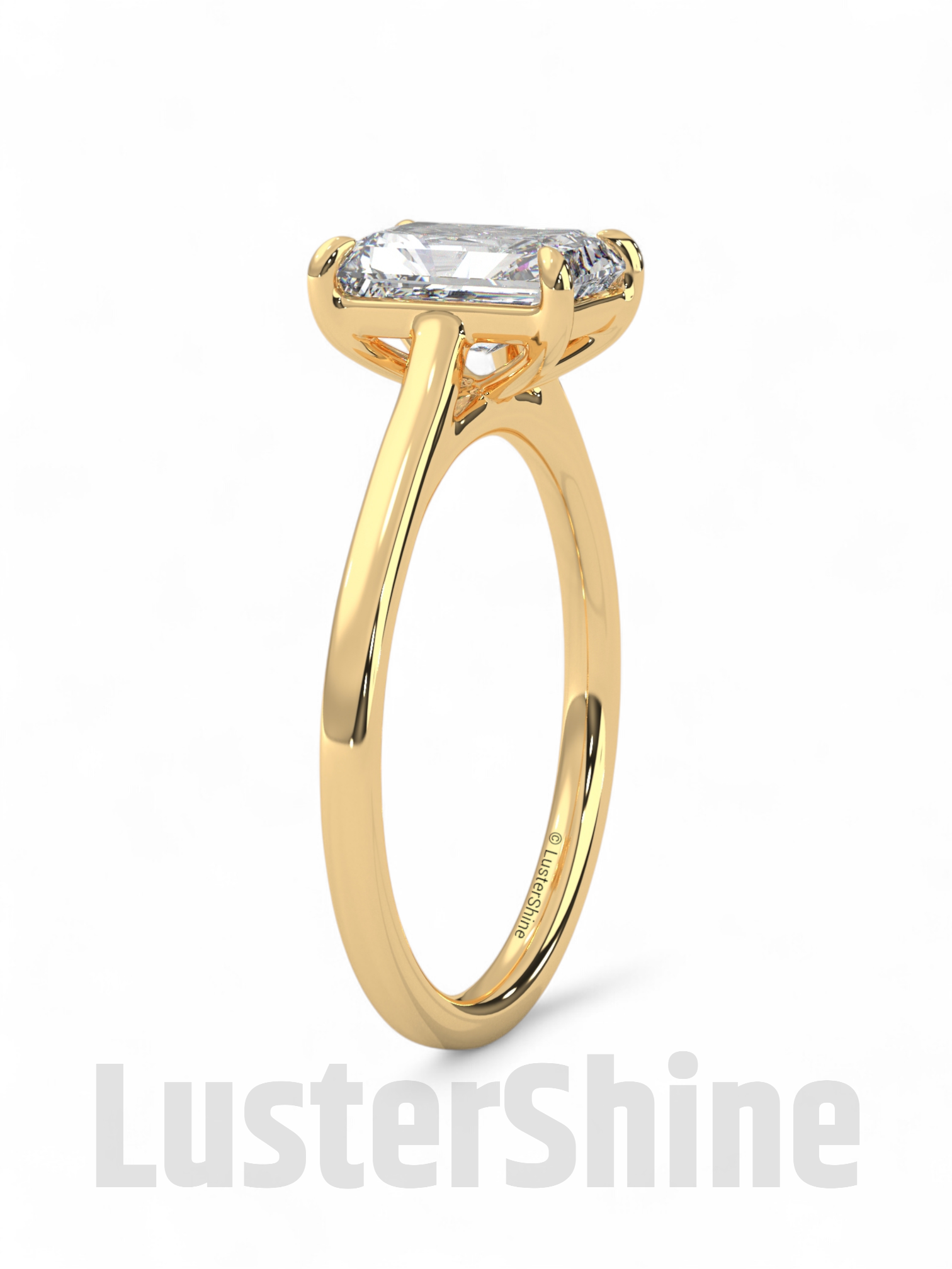 2CT Emerald Cut Solitaire Engagement Ring – Emerald Promise Ring – Modern Jewelry –  2ct Center Stone in Solid Gold Ring – Customizable ring